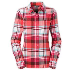 The North Face | Red, Neon Coral, Pink, Blue Button Down Flannel Shirt | XS